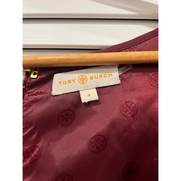 Tory Burch Drew Dark Plum Multicolor Sleeveless Tweed Dress Size 4 - Picture 11 of 13